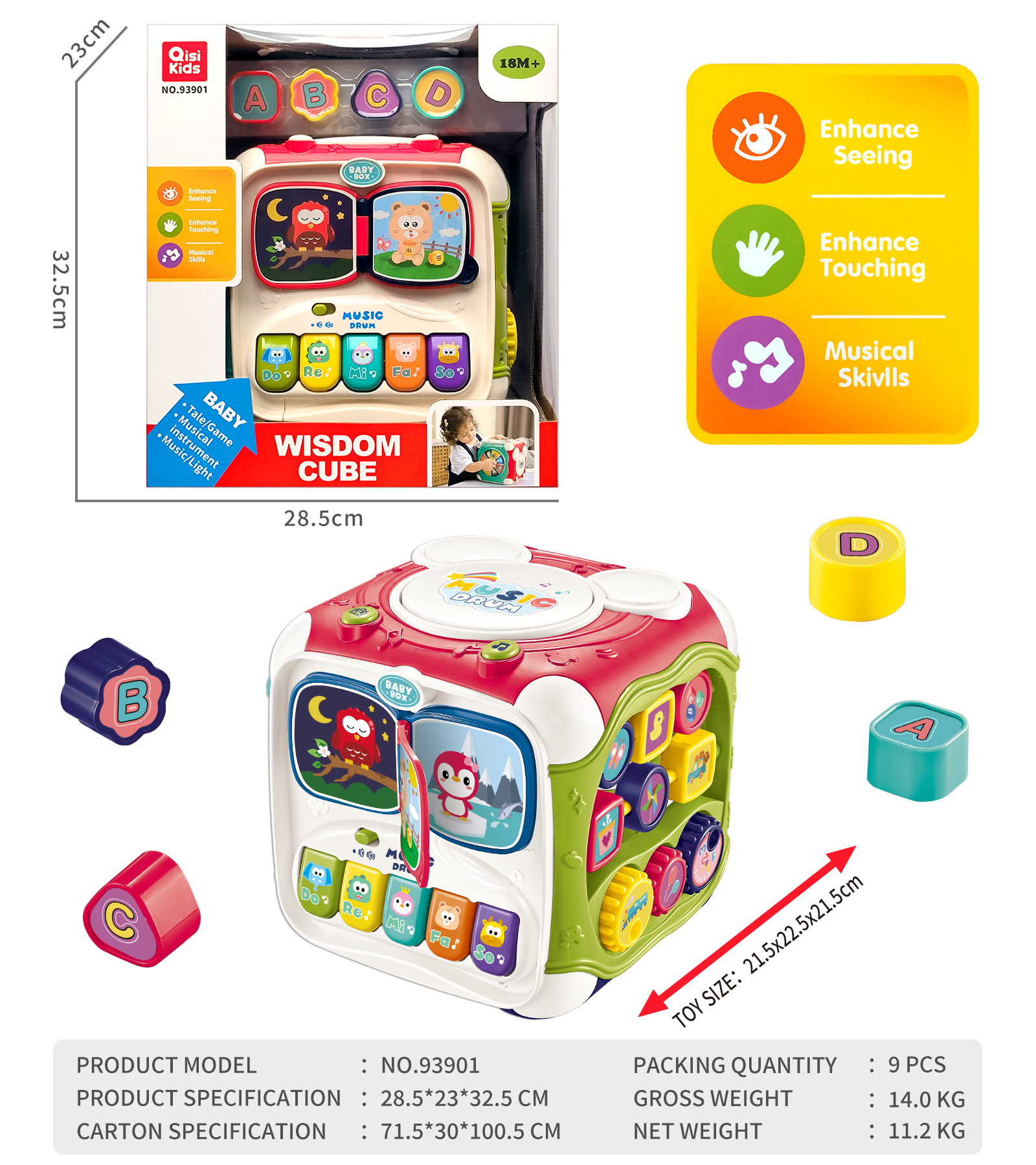 FUN SOUND AND LIGHT WISDOM CUBE BABY TOY-93901
