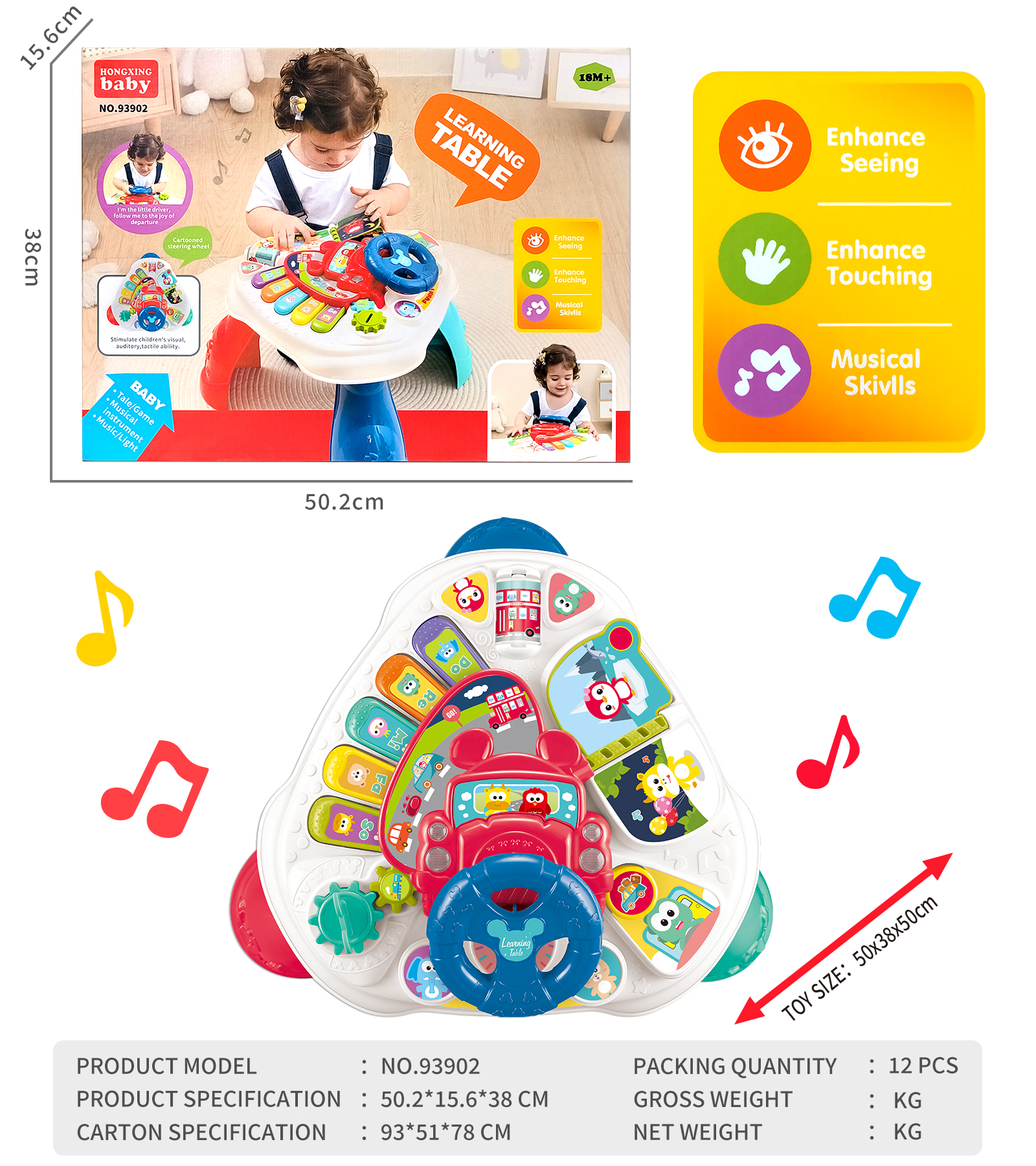 FUN SOUND AND LIGHT LEARNING TABLE BABY TOY-93902