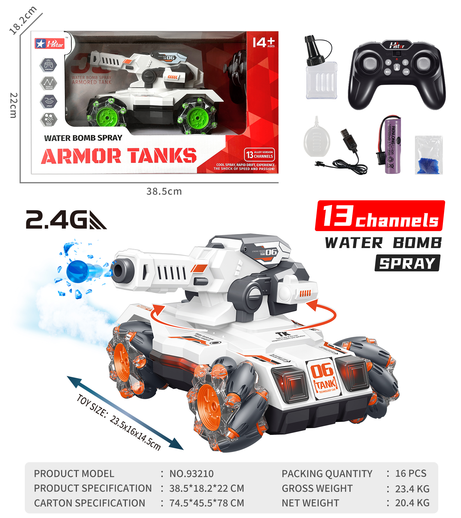 1/14 REMOTE CONTROL SPRAY WATER BOMB TANK-93210