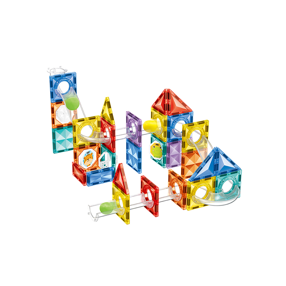 COLORED TRANSPARENT MAGNETIC BUILDING BLOCKS TOY（64 PCS）-93524