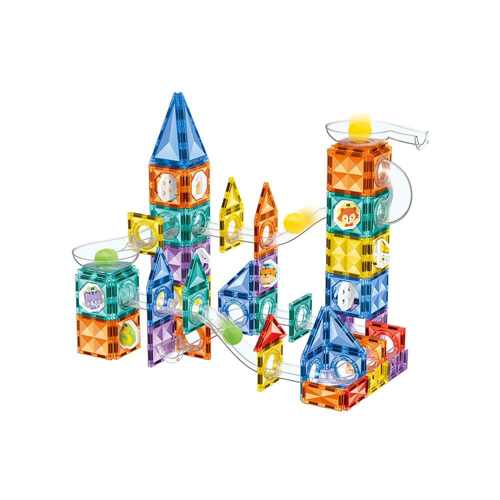 COLORED TRANSPARENT MAGNETIC BUILDING BLOCKS TOY（163 PCS）-93527