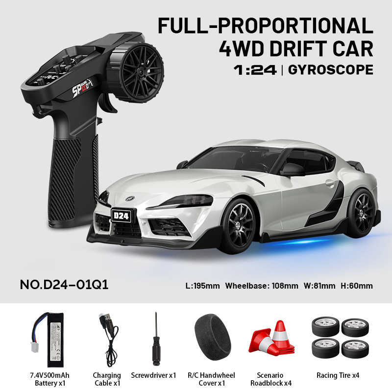 RC Drift Car, 1:24 Full-proportional with Gyroscope, 25KM/H 4WD High Speed RC Cars