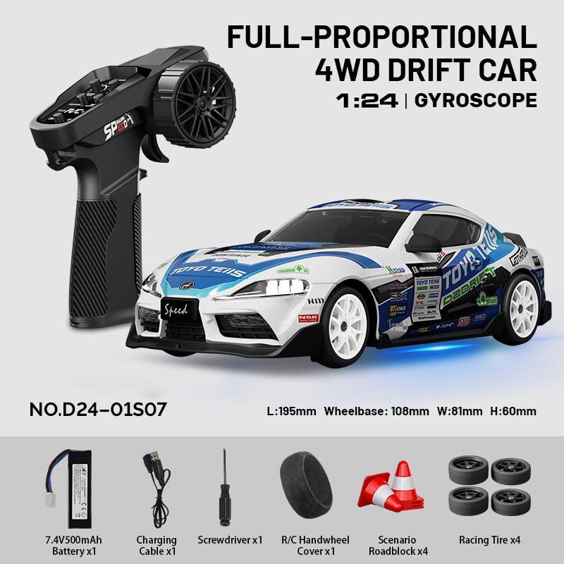 1/24 RC Drift Car – 4WD Full-Proportional Steering, Gyroscope, 24-25km/h, Gift Box