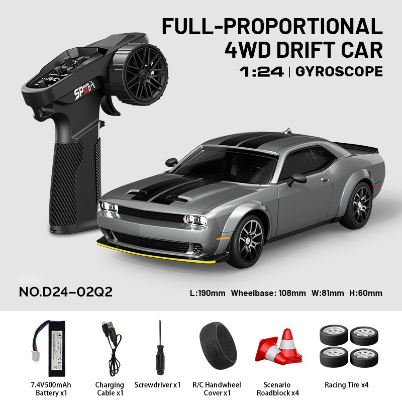 D24-02Q2, 1/24 RC Drift Car – 4WD Full-Proportional , Gyroscope, 24-25km/h, Gift Box