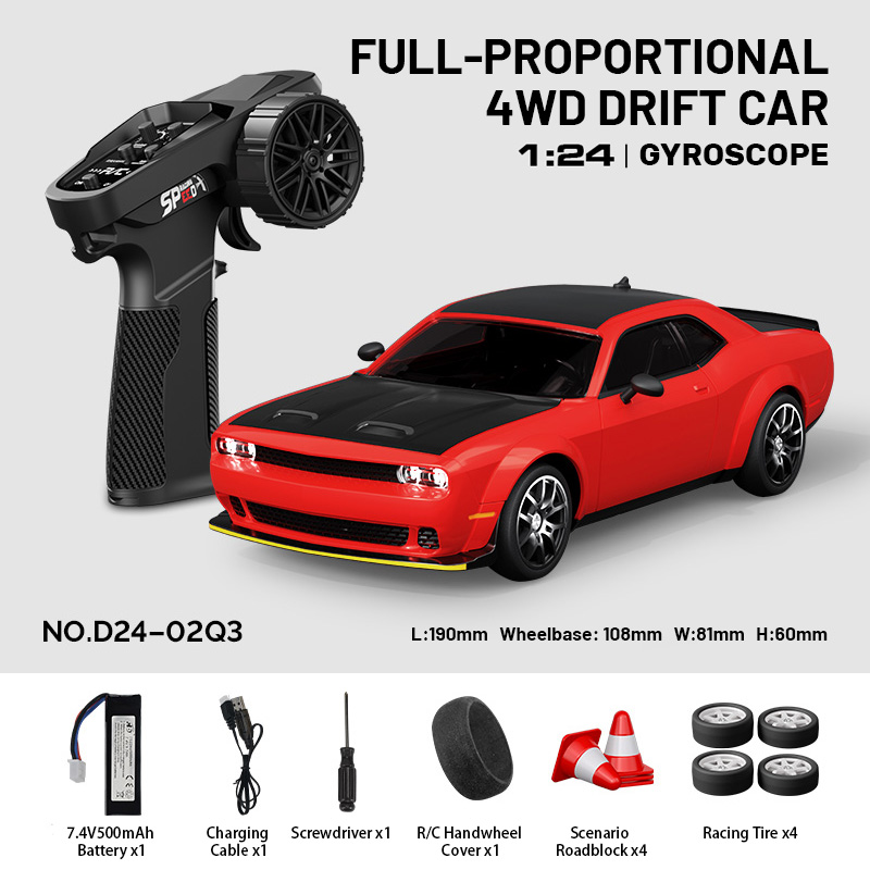 D24-02Q3, 1/24 RC Drift Car – 4WD Full-Proportional , Gyroscope, 24-25km/h, Gift Box