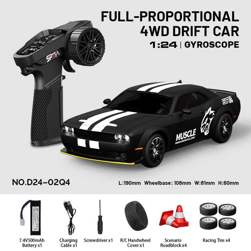 D24-02Q4, 1/24 RC Drift Car – 4WD Full-Proportional , Gyroscope, 24-25km/h, Gift Box