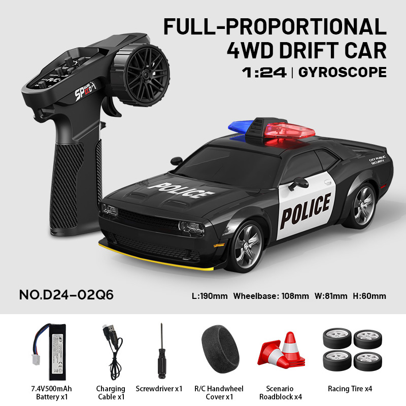 D24-02Q6, 1/24 RC Drift Car – 4WD Full-Proportional , Gyroscope, 24-25km/h, Gift Box