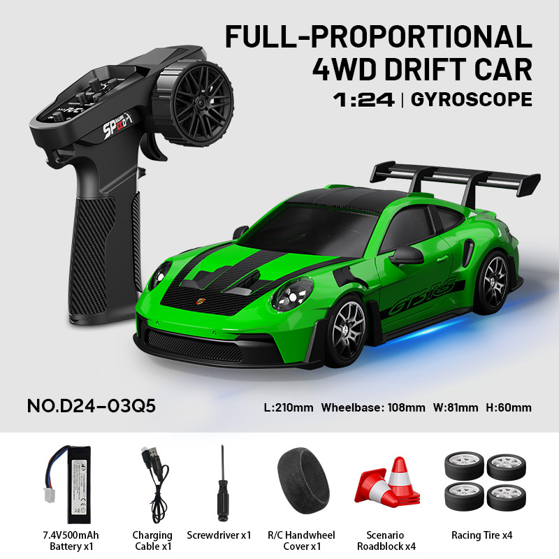 2.4G 1:24 Full-Proportional 4WD RC Drift Car with Gyroscope – Adjustable Speed & Lights