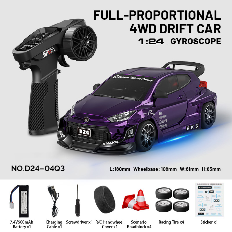 1/24 Scale | Full-Proportional 4WD RC Drifting Car | D24-04Q3