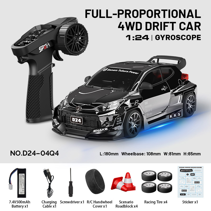 1/24 Scale | Full-Proportional 4WD RC Drifting Car | D24-04Q4