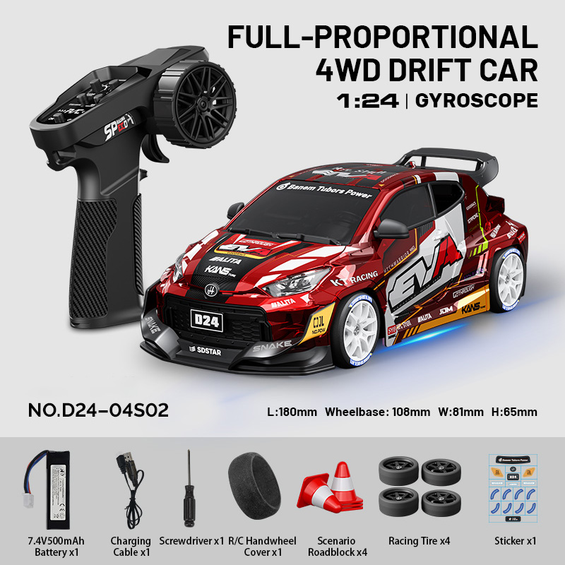HSTAR D24-04S2 | 1/24 RC Drift Car | 4WD | Gyroscope | 24-25km/h | Gift Box